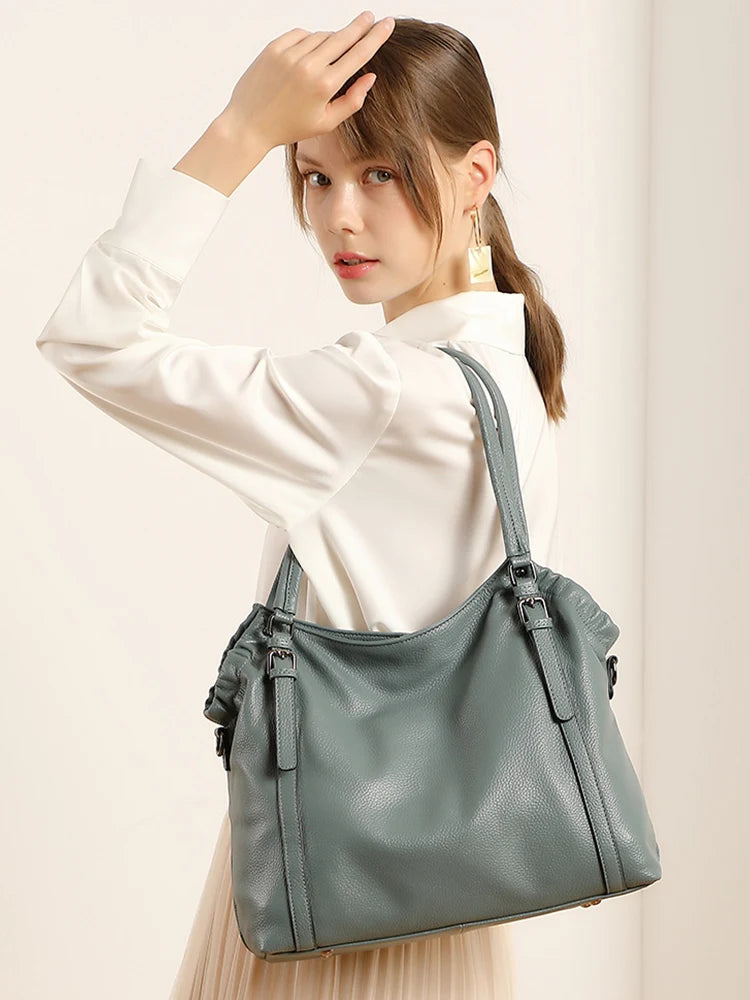 Fashion Women Shoulder Bag 100% Genuine Leather Handbag Hobo Bag Charm Ladies