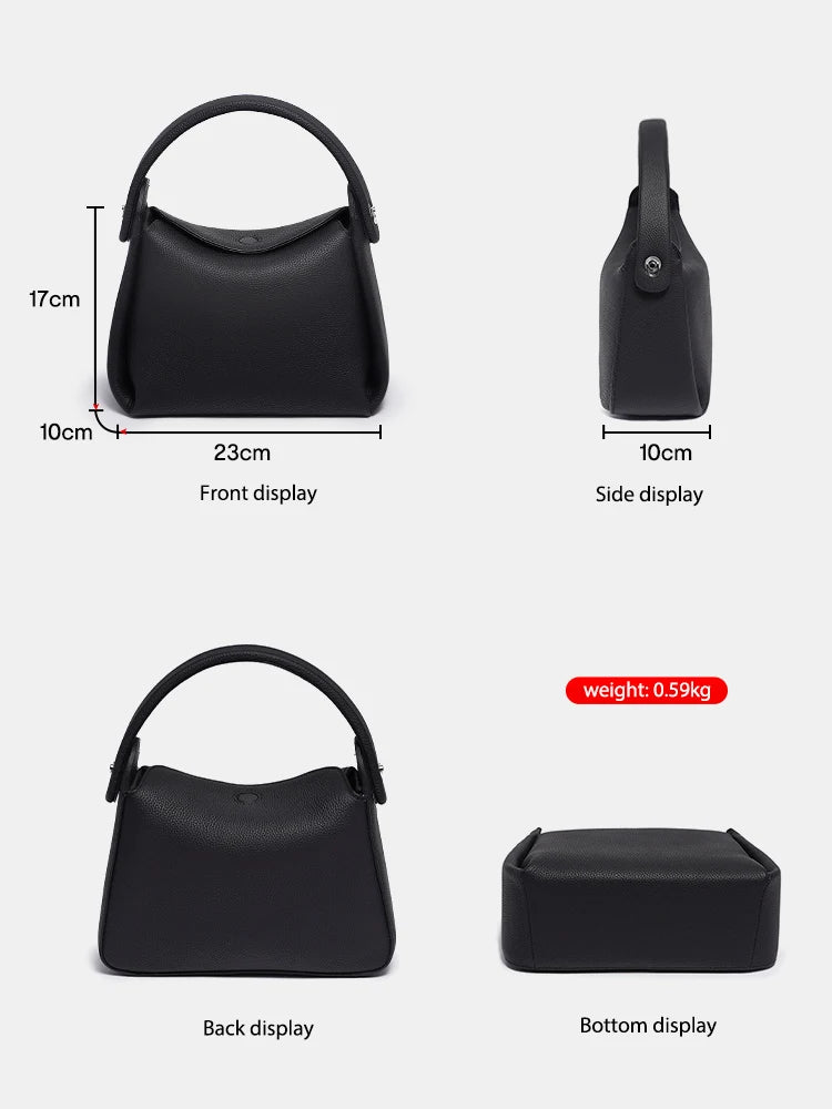 New Women's Simple Luxury Brand Solid Color Pillow Bag Designer Leather Handbag Crossbody Top-handle