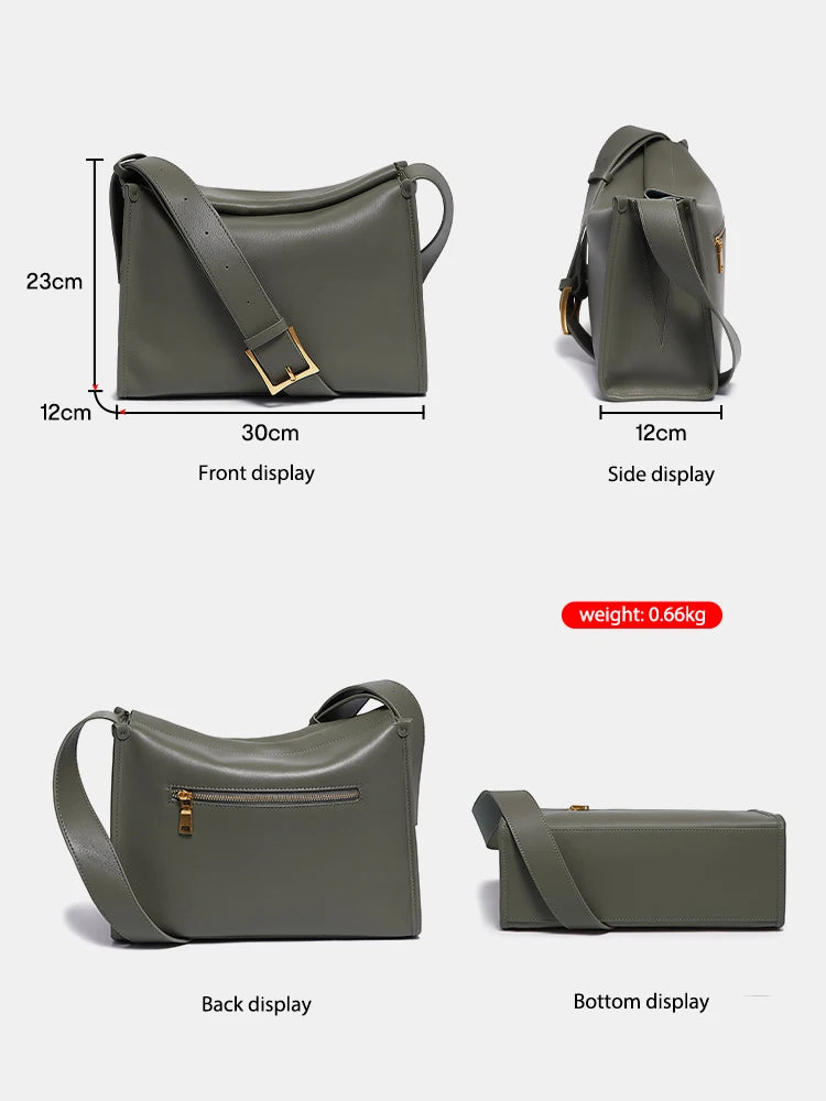 Women Crossbody Messenger Bag Genuine Leather Large Capacity Luxury Designer Vintage