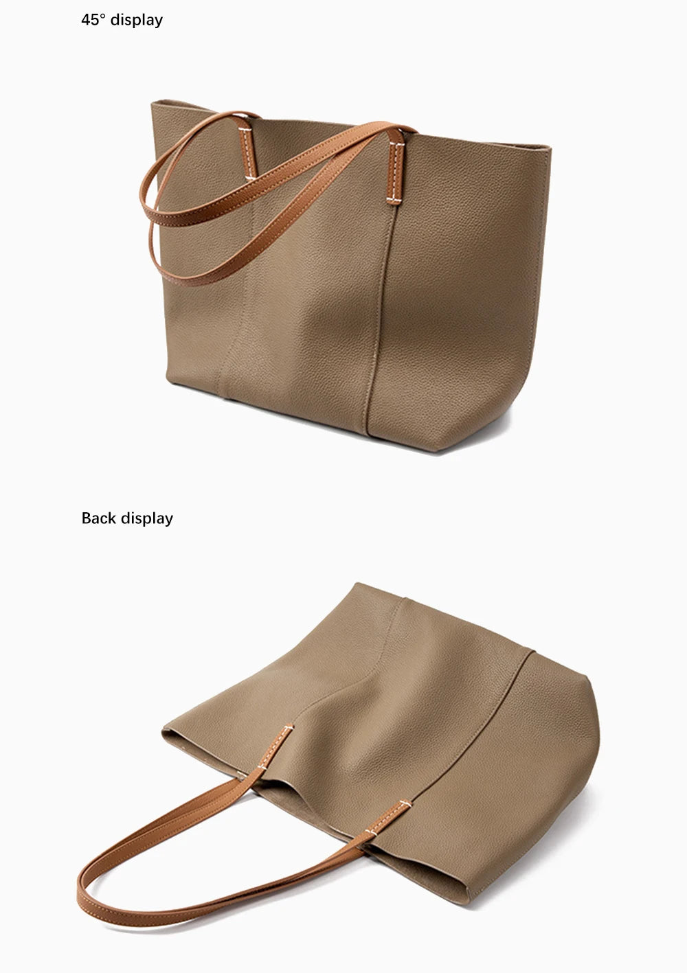 Women's Tote Bag Genuine Leather Handbag Large Capacity Shopper Composite Bag Travel Big Pocket