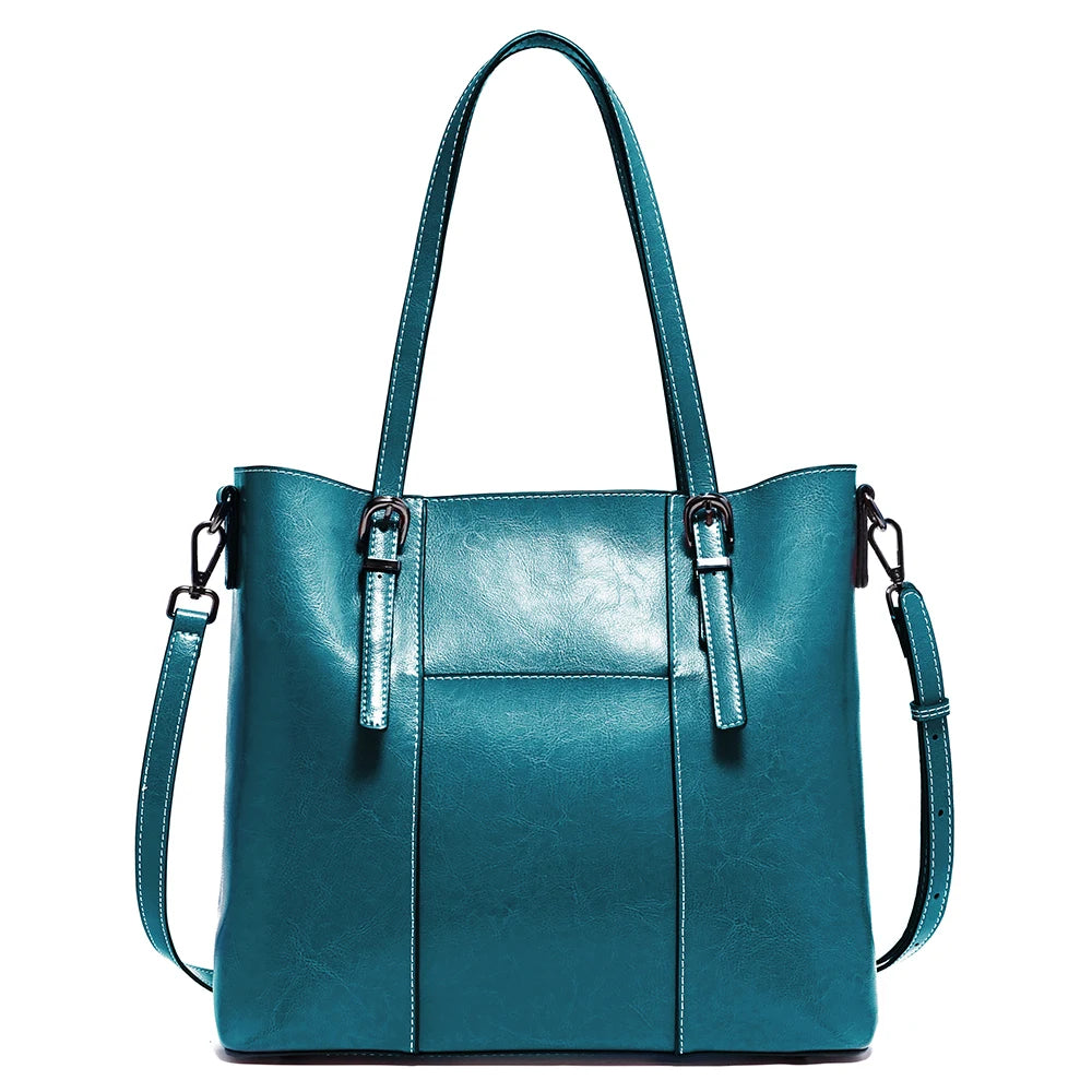 New Women's Genuine Leather Tote Lady Luxury Designer Cowhide Shoulder Bag Large