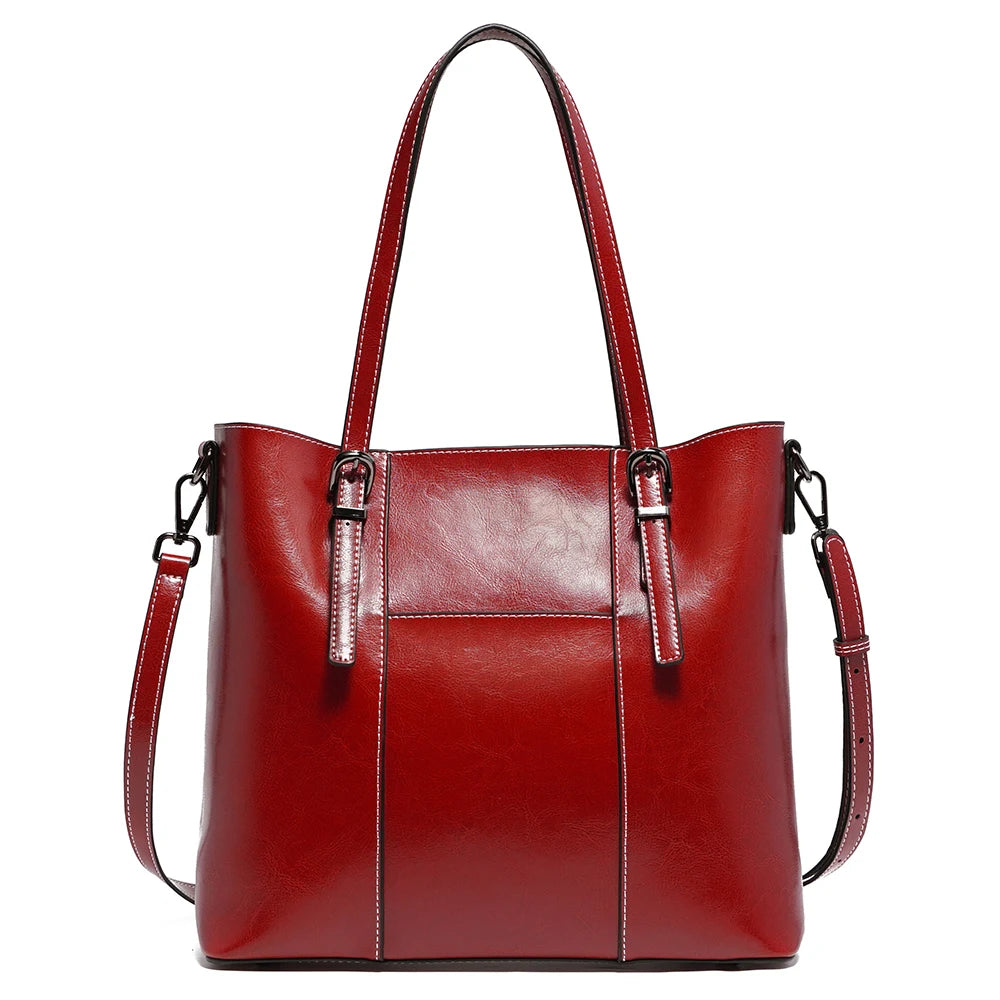 New Women's Genuine Leather Tote Lady Luxury Designer Cowhide Shoulder Bag Large