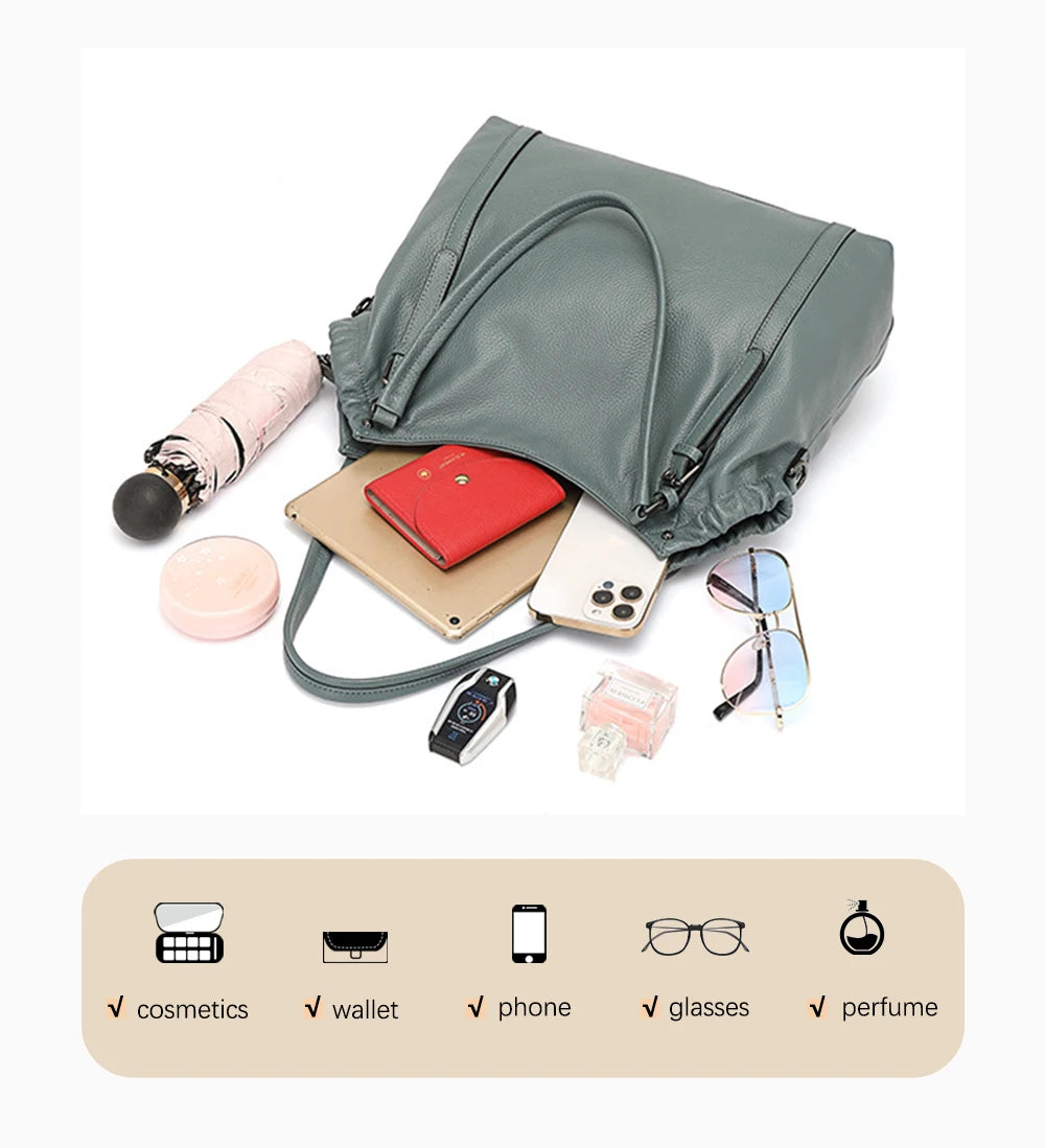 Fashion Women Shoulder Bag 100% Genuine Leather Handbag Hobo Bag Charm Ladies