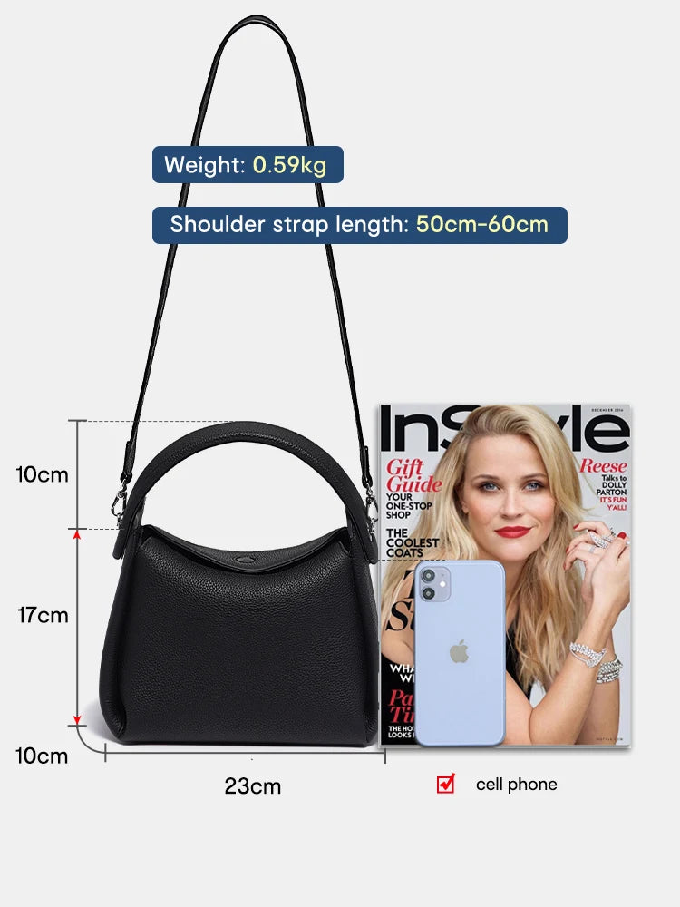 New Women's Simple Luxury Brand Solid Color Pillow Bag Designer Leather Handbag Crossbody Top-handle