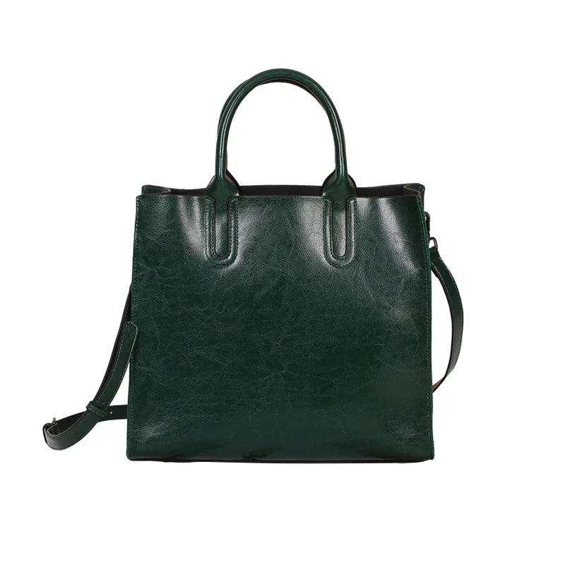 Shoulder Bag Large Capacity Leather Shopper Handbag New Oil Wax Retro Satchels Crossbody