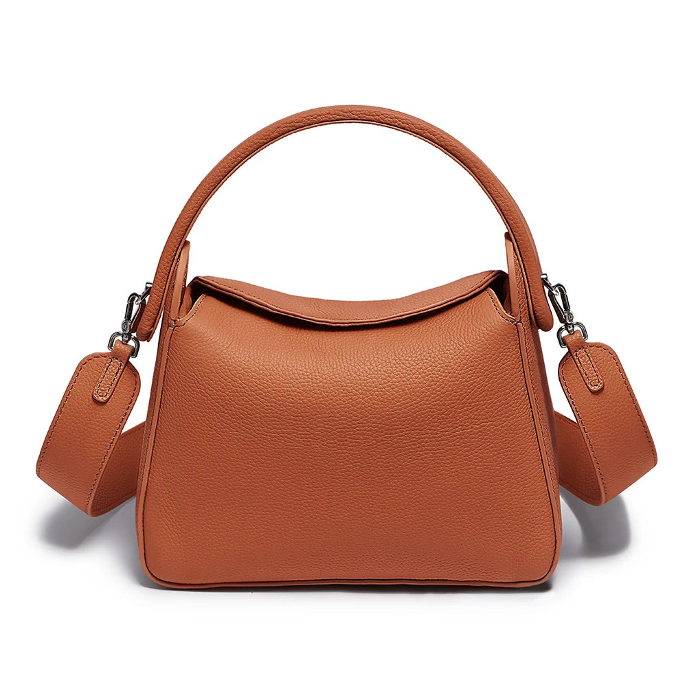 New Women's Simple Luxury Brand Solid Color Pillow Bag Designer Leather Handbag Crossbody Top-handle
