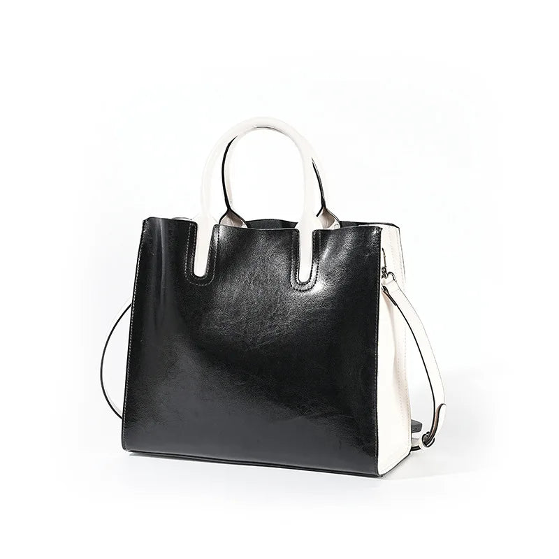 Shoulder Bag Large Capacity Leather Shopper Handbag New Oil Wax Retro Satchels Crossbody