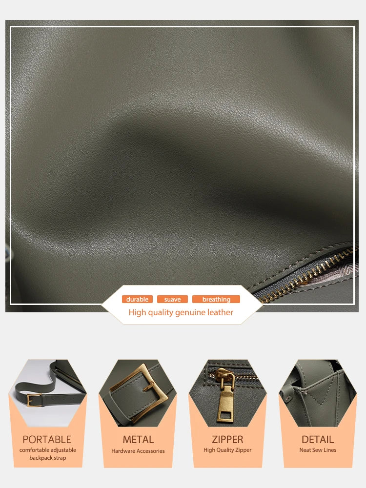 Women Crossbody Messenger Bag Genuine Leather Large Capacity Luxury Designer Vintage