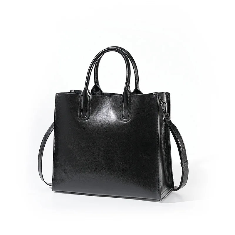 Shoulder Bag Large Capacity Leather Shopper Handbag New Oil Wax Retro Satchels Crossbody