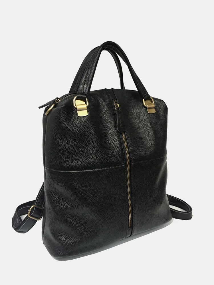 Vintage Genuine Leather Backpack for Women Anti-Theft Large Capacity