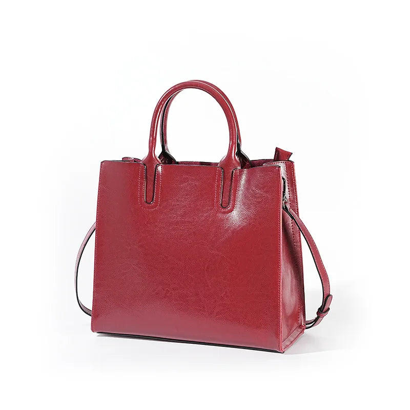 Shoulder Bag Large Capacity Leather Shopper Handbag New Oil Wax Retro Satchels Crossbody
