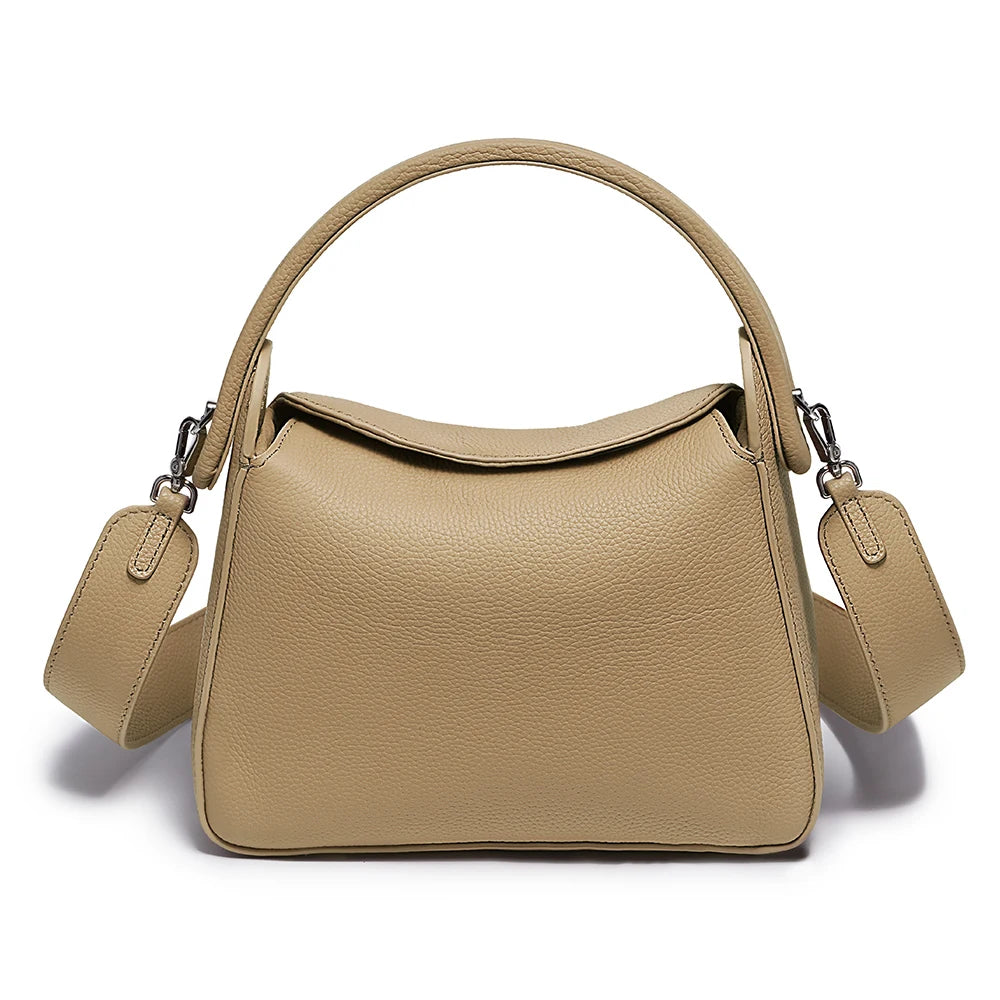 New Women's Simple Luxury Brand Solid Color Pillow Bag Designer Leather Handbag Crossbody Top-handle