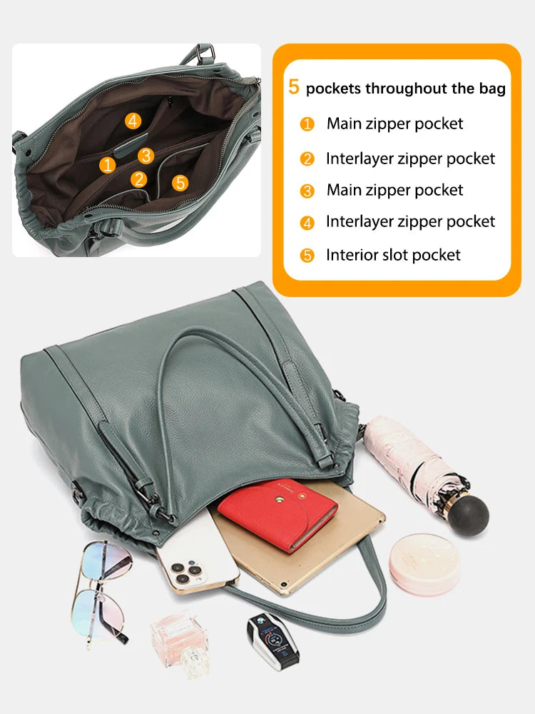 Fashion Women Shoulder Bag 100% Genuine Leather Handbag Hobo Bag Charm Ladies