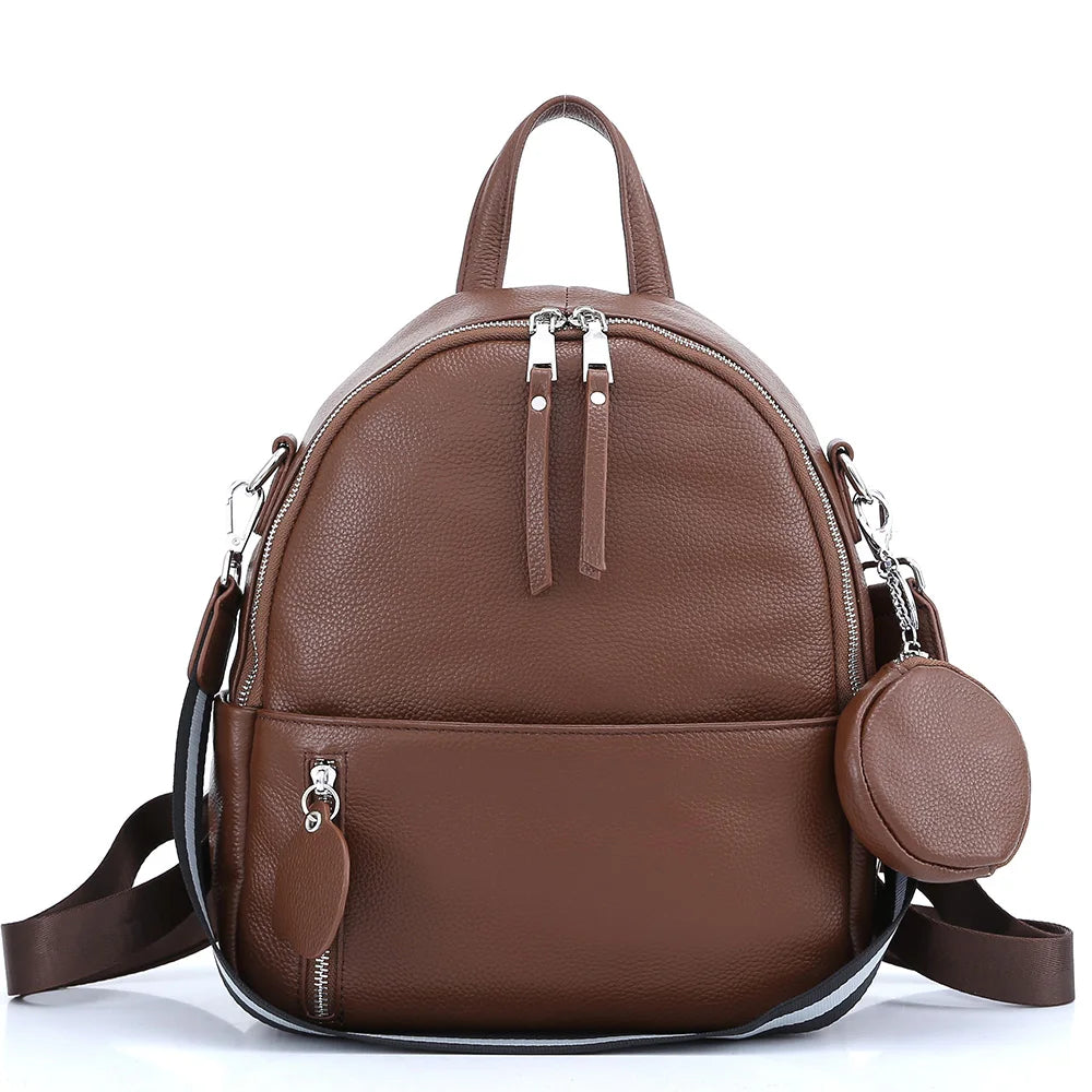 Soft Cowhide Leather Backpack  New Classic Fashion Design Rucksack Simple Casual