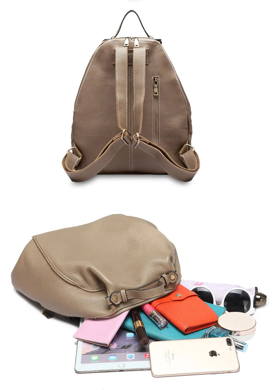 Women Stylish Classic Backpack  Genuine Leather Knapsack Satchel Purse