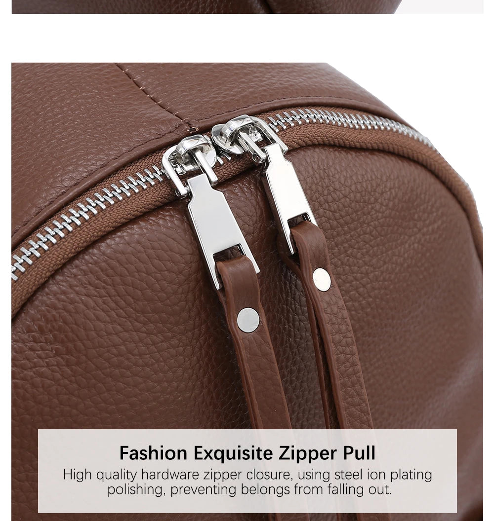 Soft Cowhide Leather Backpack  New Classic Fashion Design Rucksack Simple Casual