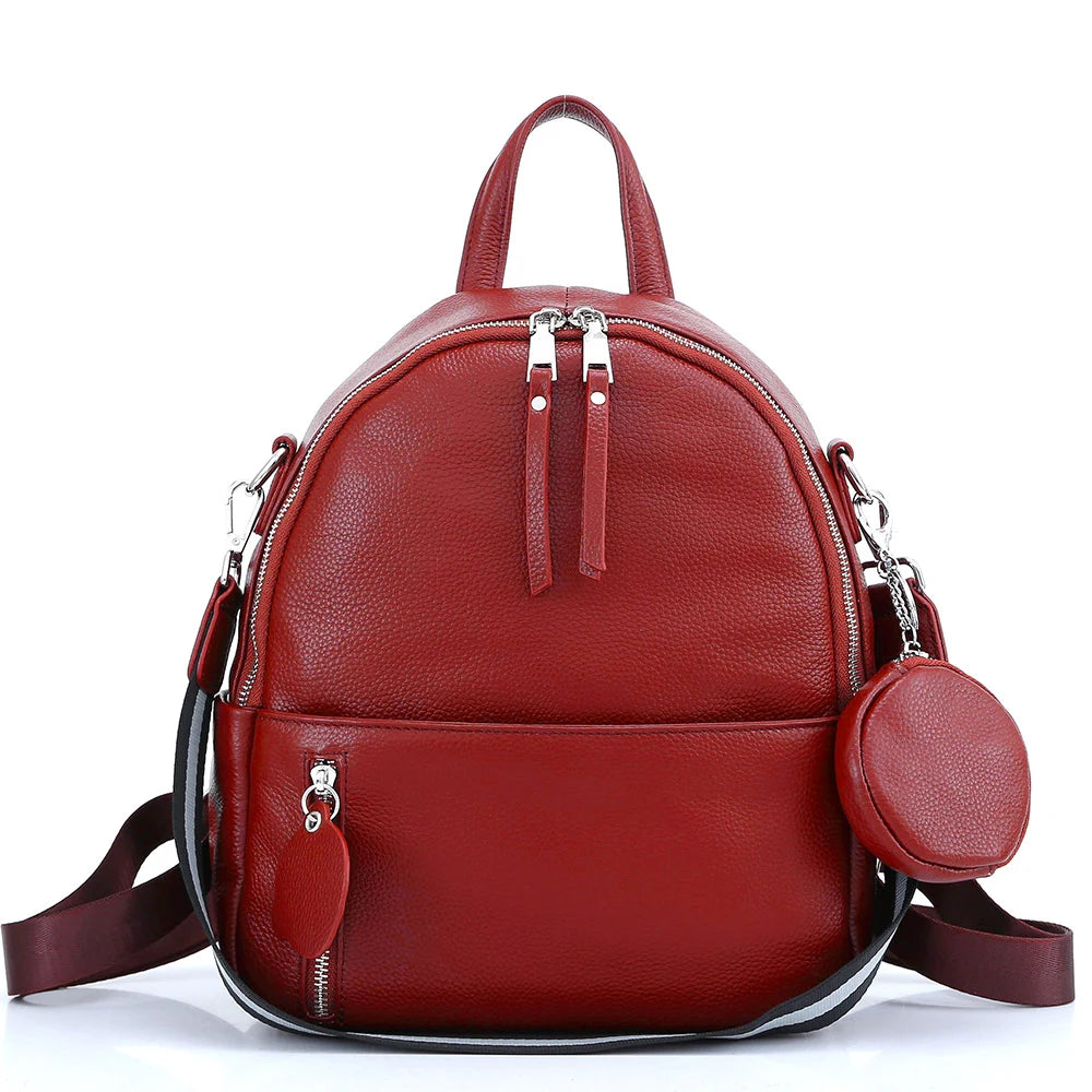 Soft Cowhide Leather Backpack  New Classic Fashion Design Rucksack Simple Casual