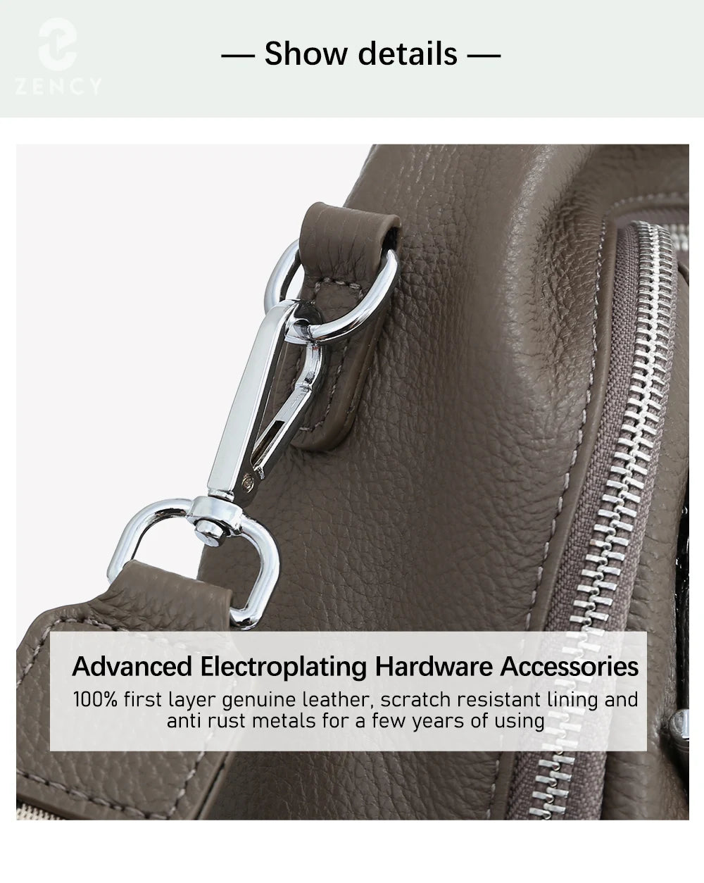 Genuine Leather Backpack For Women Fashion Alligator Rivet Simple