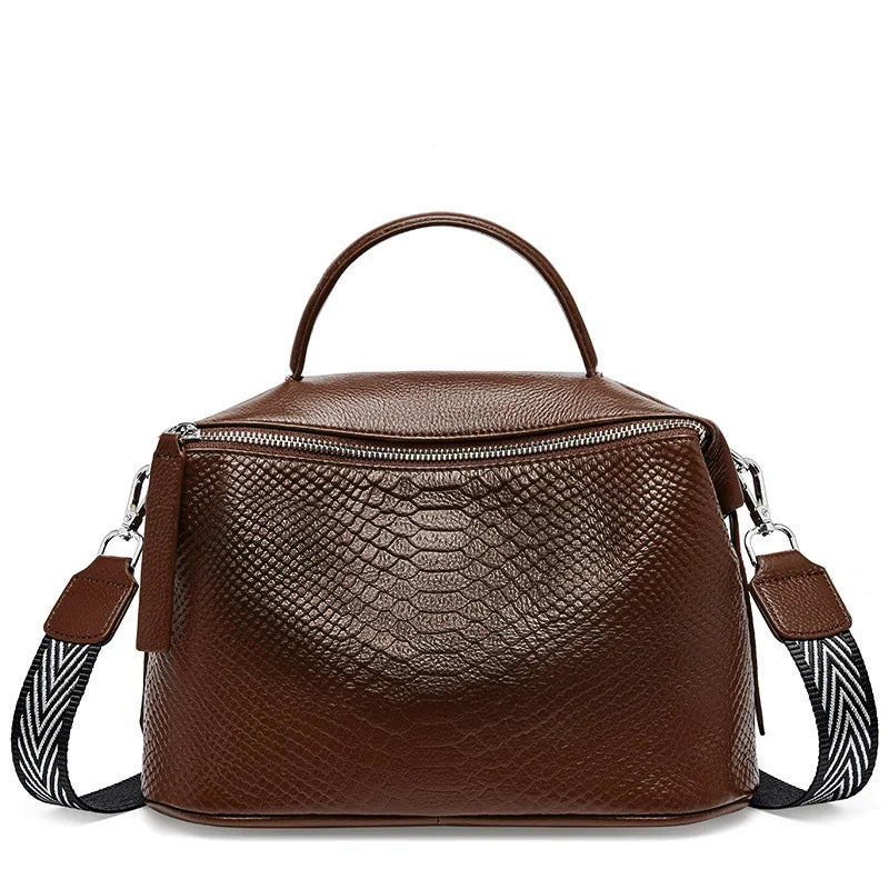 Crocodile Pattern Women Tote Handbag Made Of Genuine Leather Daily Casual Crossbody Shoulder