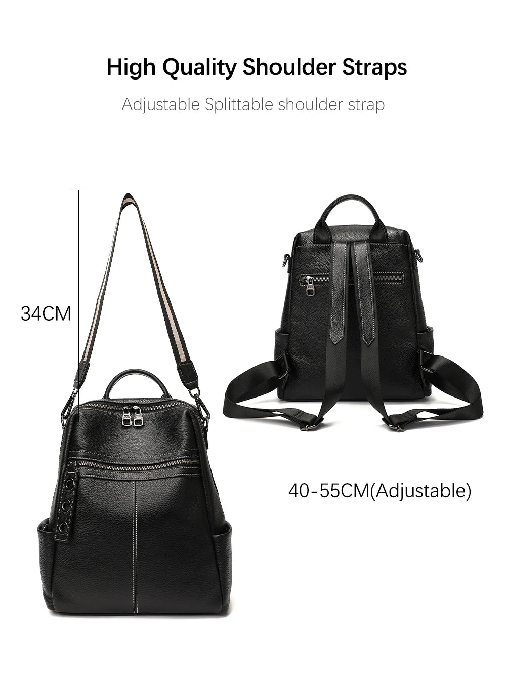 100% Genuine Leather Backpack For Women's High Quality