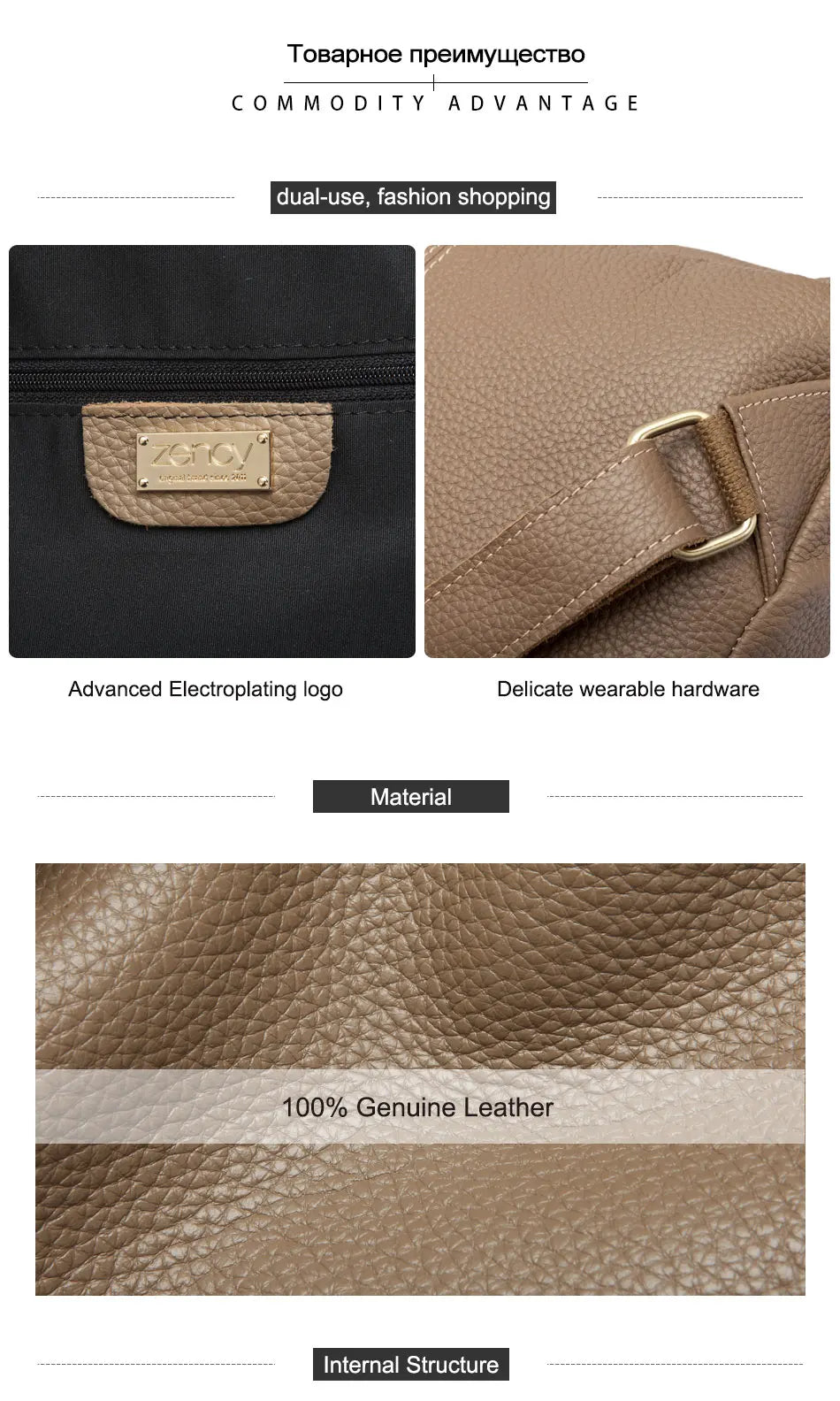 Women Stylish Classic Backpack  Genuine Leather Knapsack Satchel Purse