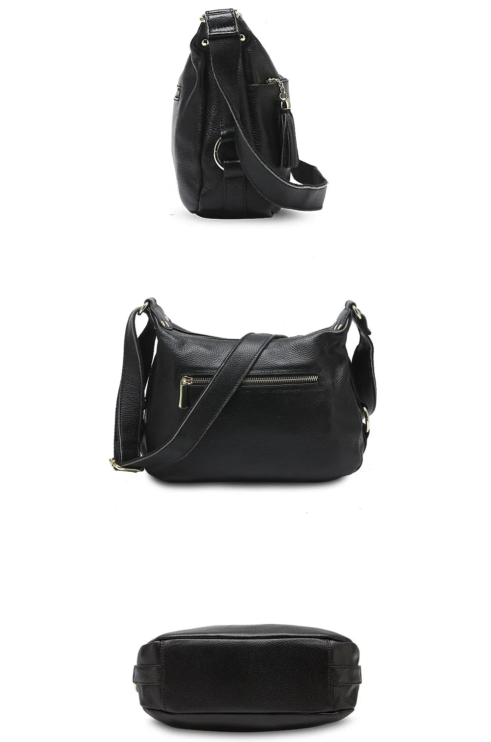 100% Genuine Leather Fashion Women Shoulder Bag With Tassel High Quality Hobos Elegant