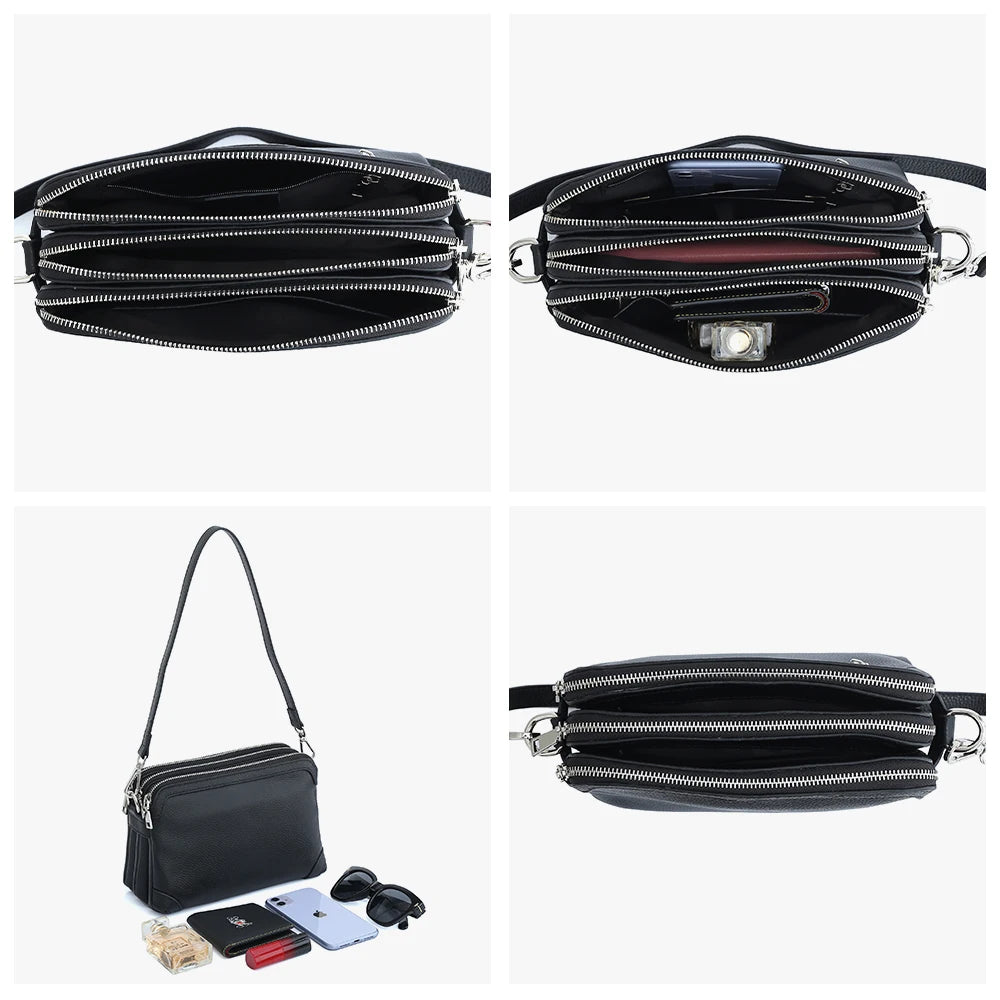 Genuine Leather Winter Women's Shoulder Bag Simple Small Vintage Handbag Commuter
