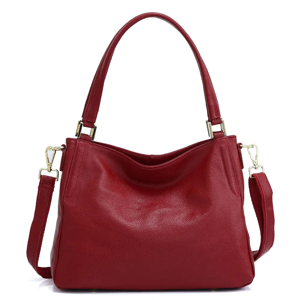Genuine Leather Handbag Female Classic Simple Casual Tote Bag Retro High Quality