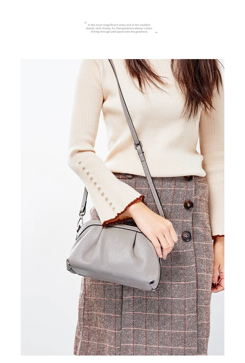 New Model Women Messenger Bag 100% Genuine Leather High Quality Small Hobos