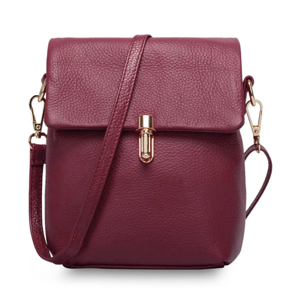100% Genuine Leather Fashion Women Messenger Bag Practical Phone Purse