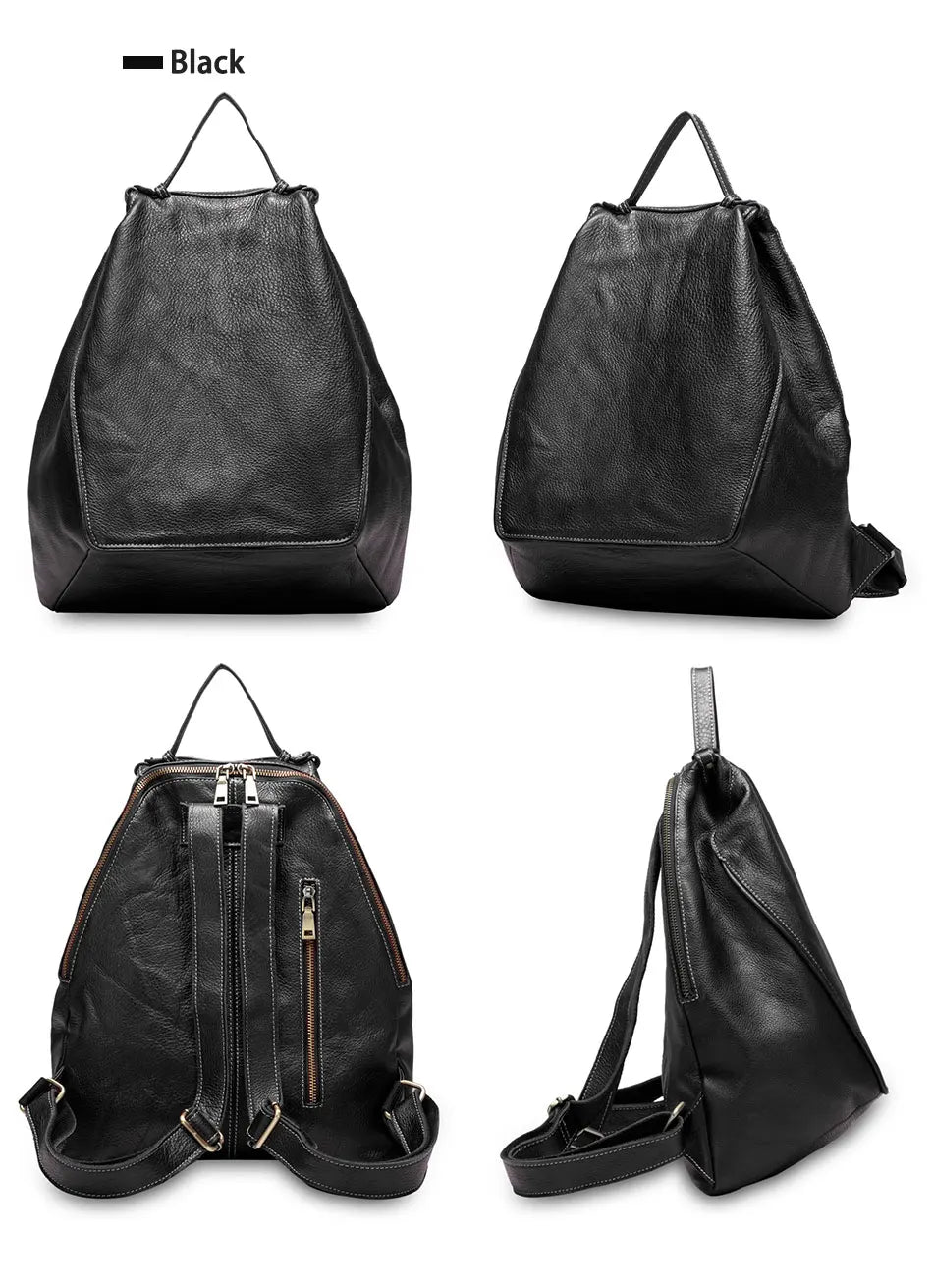 Women Stylish Classic Backpack  Genuine Leather Knapsack Satchel Purse