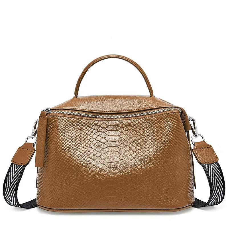Crocodile Pattern Women Tote Handbag Made Of Genuine Leather Daily Casual Crossbody Shoulder