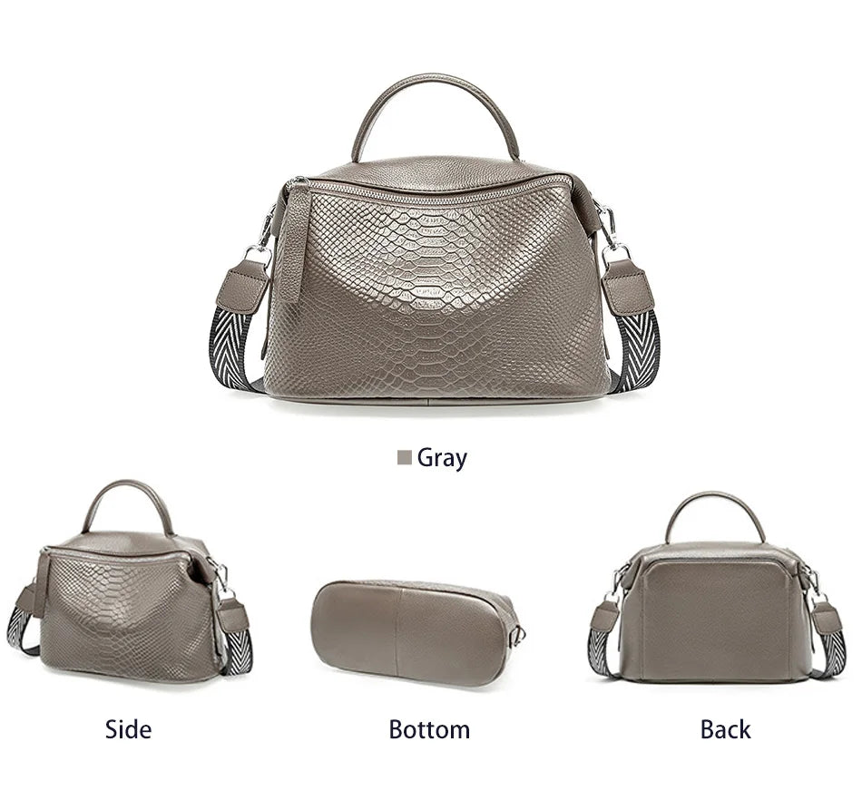Crocodile Pattern Women Tote Handbag Made Of Genuine Leather Daily Casual Crossbody Shoulder