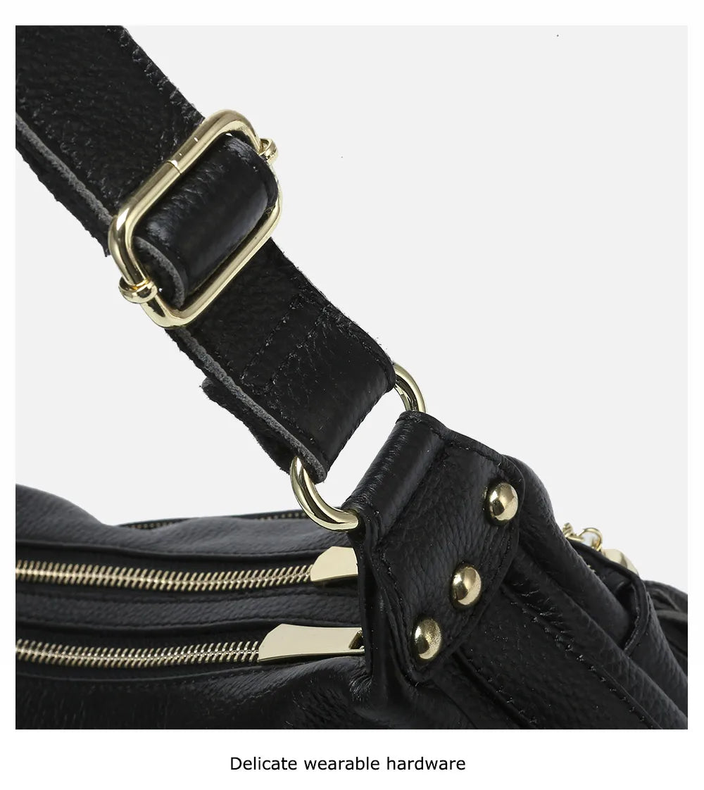 100% Genuine Leather Fashion Women Shoulder Bag With Tassel High Quality Hobos Elegant