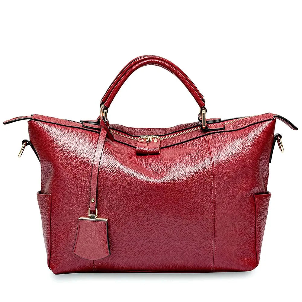 Women Casual Tote 100% Genuine Leather Large Capacity Handbag Simple Lady Crossbody