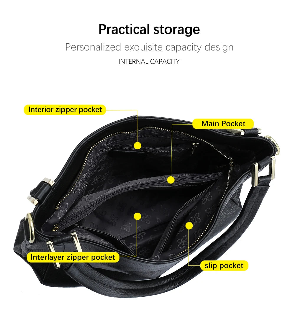 Genuine Leather Handbag Female Classic Simple Casual Tote Bag Retro High Quality