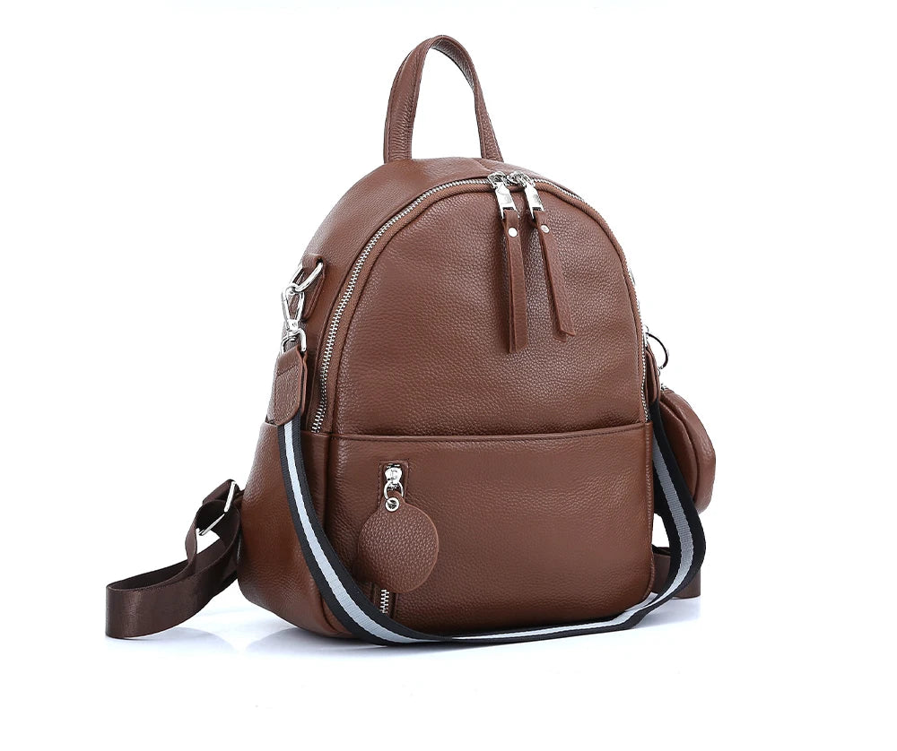Soft Cowhide Leather Backpack  New Classic Fashion Design Rucksack Simple Casual