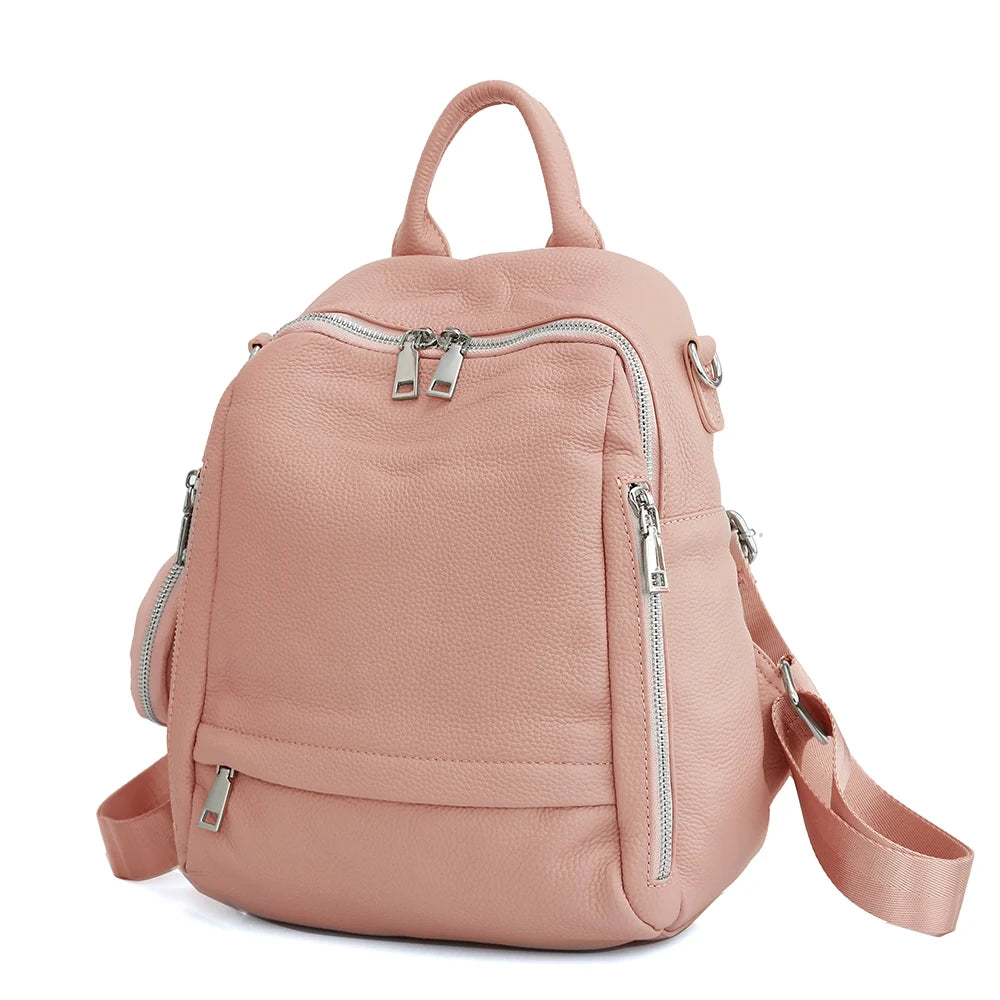 Women's Genuine Leather Backpack High-Quality Bag Travel Female