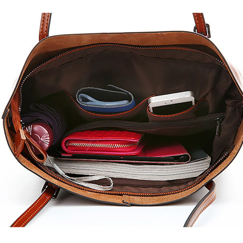 100% Genuine Leather Vintage Women Shoulder Bag High Quality