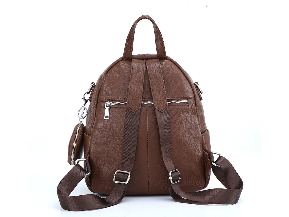 Soft Cowhide Leather Backpack  New Classic Fashion Design Rucksack Simple Casual