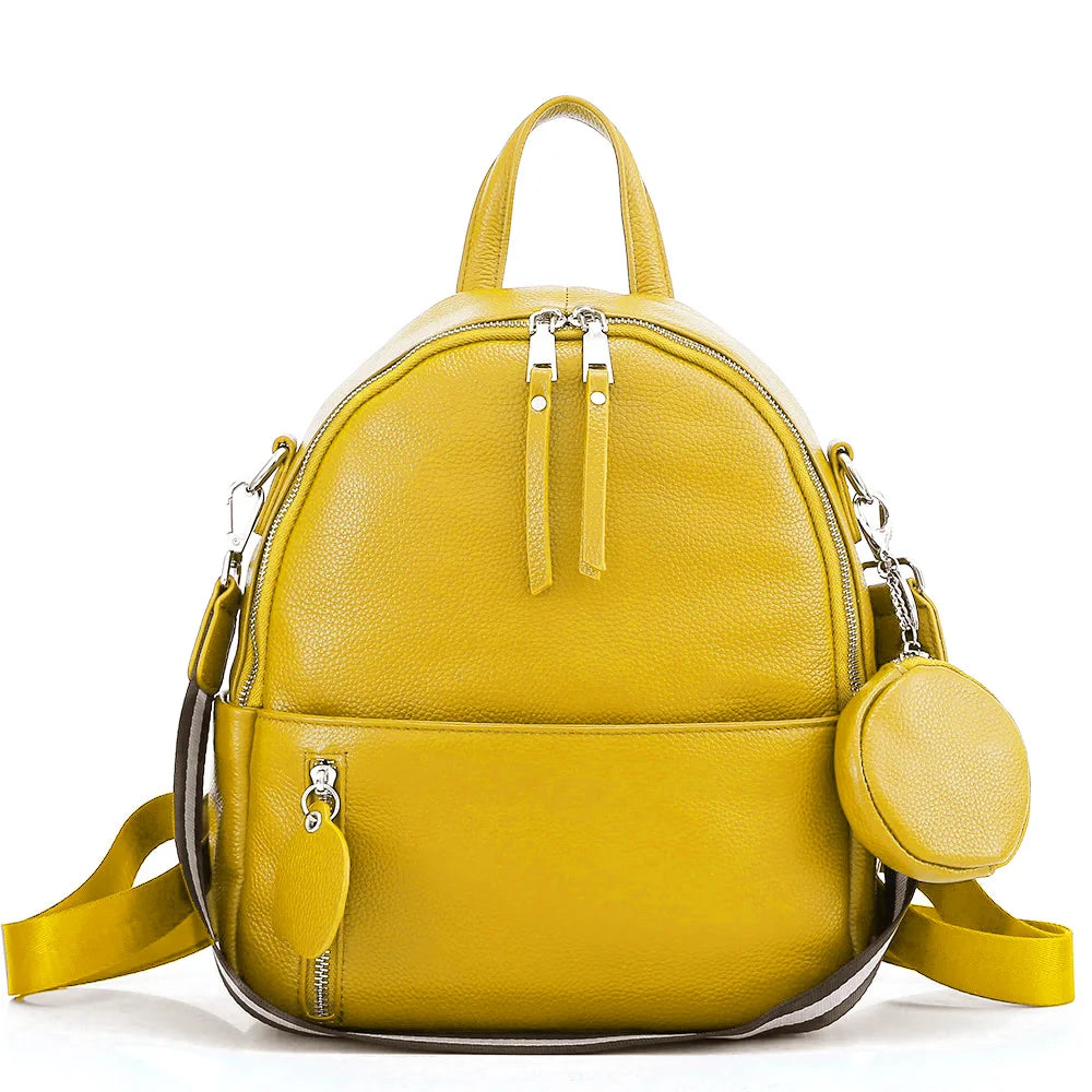 Soft Cowhide Leather Backpack  New Classic Fashion Design Rucksack Simple Casual
