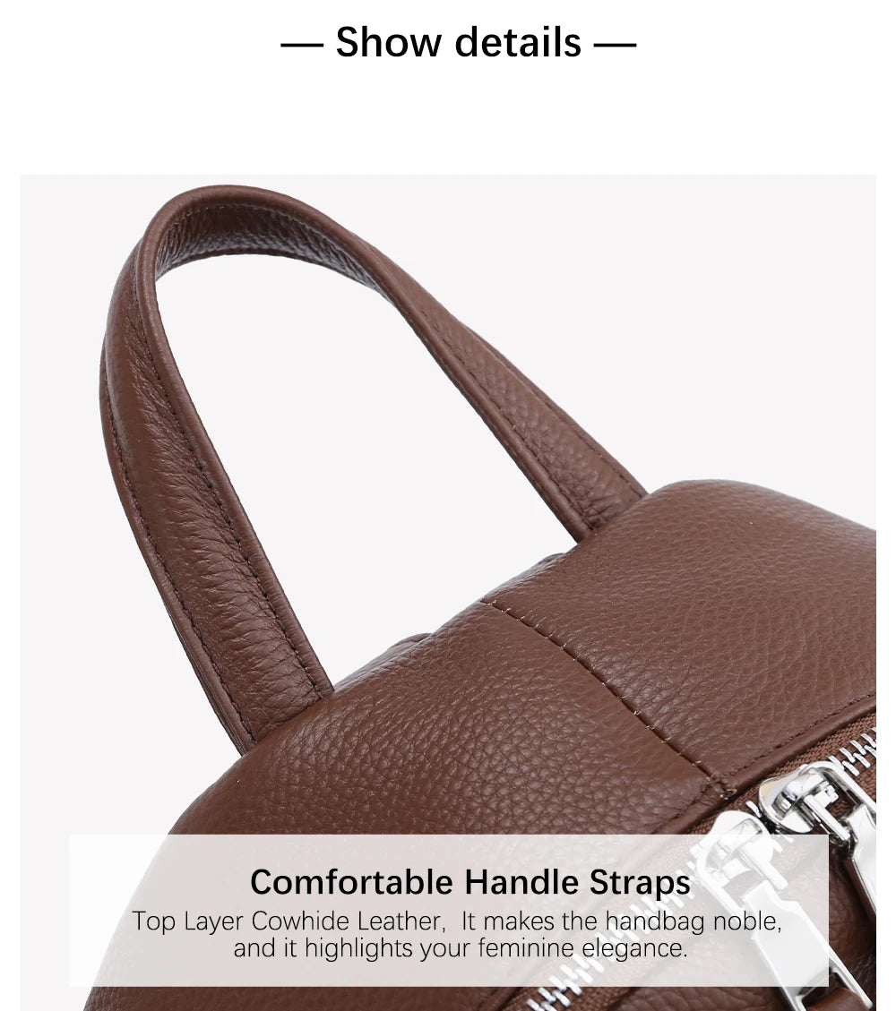 Soft Cowhide Leather Backpack  New Classic Fashion Design Rucksack Simple Casual