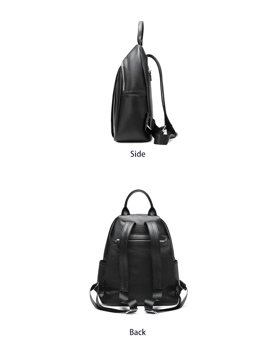 Anti-theft Design Women Backpack 100% Genuine Leather Classic
