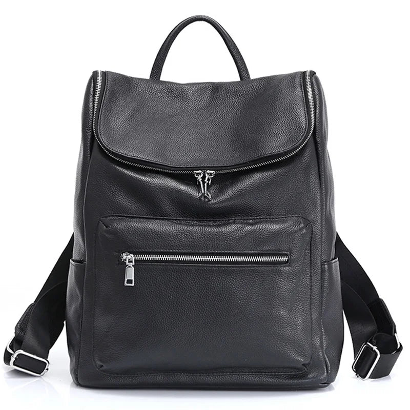 Unisex Backpack 100% Genuine Leather Large Capacity Travel Outdoor Bag Classic