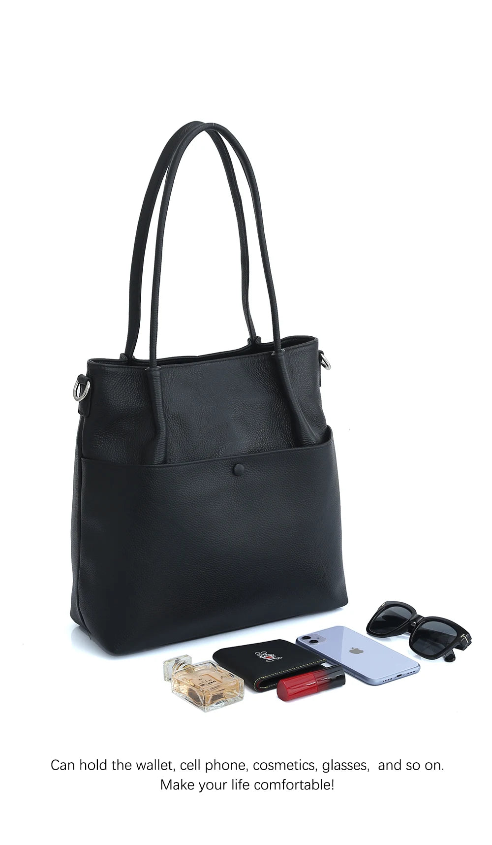 Genuine Leather New Simple Bucket Shoulder Bag Large Capacity Shopper Women Luxury