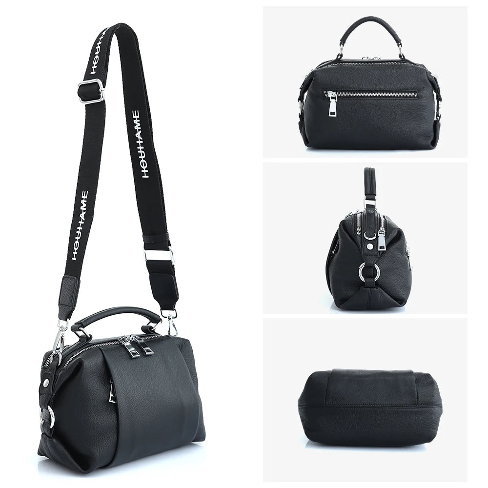 Genuine Leather Casual Multiple Pockets Crossbody Bag Female Handbag