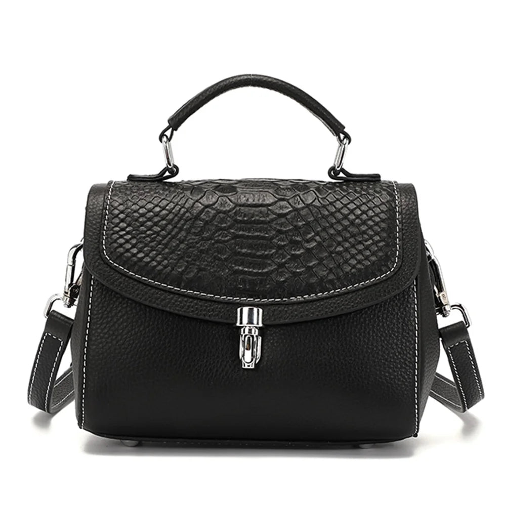 New Genuine Leather Bags Female Fashion Vintage Alligator Crossbody Handbag Small Luxury