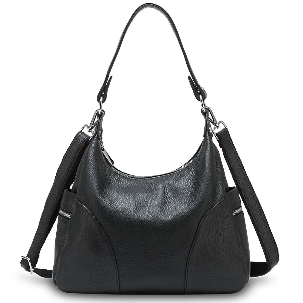 100% Genuine Leather Fashion Women Shoulder Bags High Quality Hobos Elegant Lady