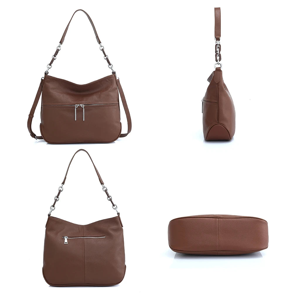 Women's shoulder bag made of genuine leather