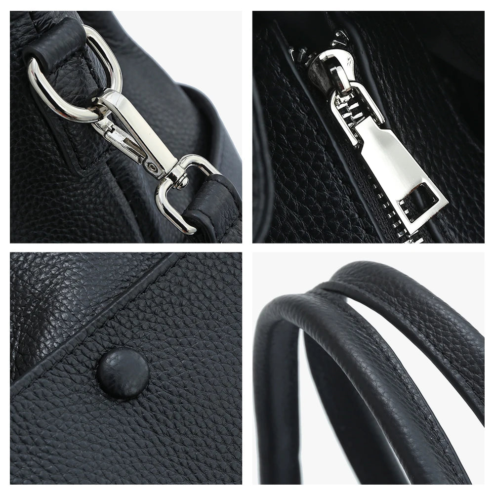 Genuine Leather New Simple Bucket Shoulder Bag Large Capacity Shopper Women Luxury